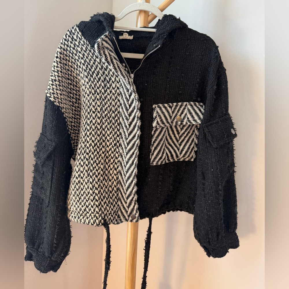 POL Black and White Utility Jacket